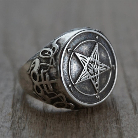 Prsten Gothic - Satanova hvězda (chirurgická ocel)
