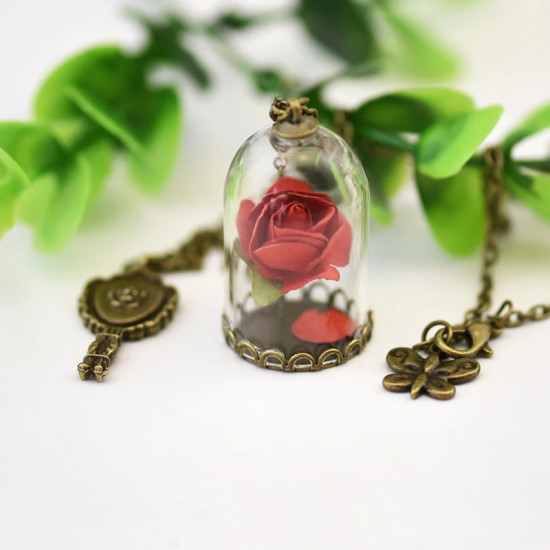 Řetízek Malý princ - rudá růže
