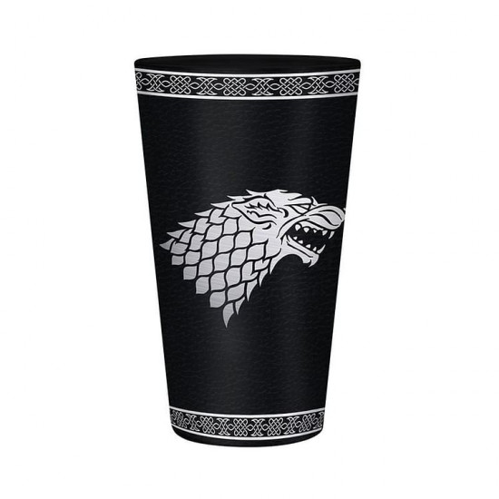 Sklenice Game of Thrones - Stark Logo, černá