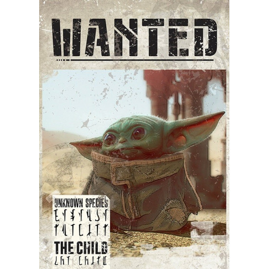 Plakát Star Wars - Baby Yoda "Wanted"