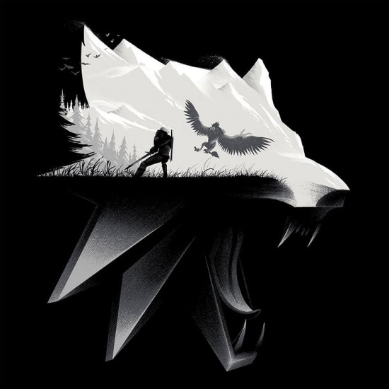 Tričko Zaklínač 3 - Wolf Silhouette