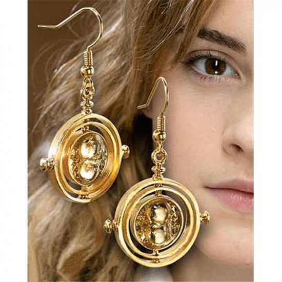 Harry Potter zlaté náušnice obraceč času - přesýpací písek barva bronz