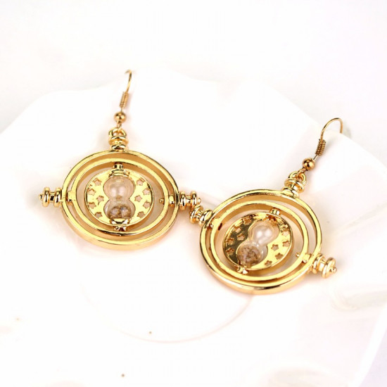 Harry Potter zlaté náušnice obraceč času - přesýpací písek barva bronz