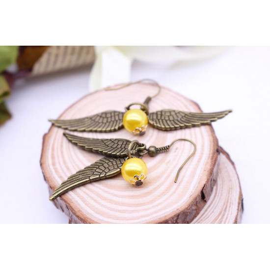 Náušnice Harry Potter - zlatonka (bronzové)