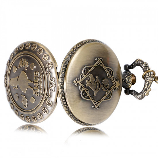 Kapesní hodinky - Alenka v říši divů (Alice in Wonderland) bronzové