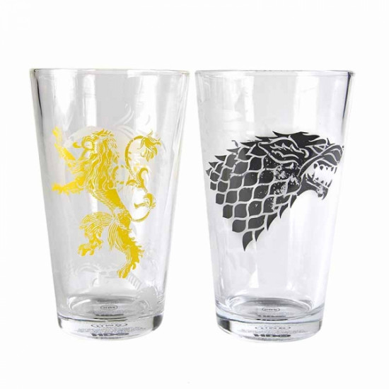 Set 2 sklenice Game of Thrones (Hra o trůny) - Stark a Lannister