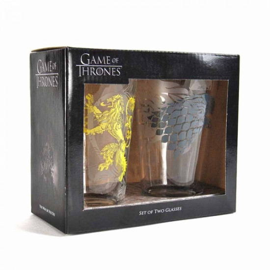 Set 2 sklenice Game of Thrones (Hra o trůny) - Stark a Lannister
